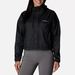 Columbia Women's Flash Challenger Waterproof Windbreaker Cropped Size L Black